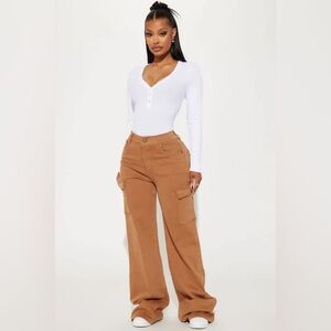 True That 90s Stretch Color Cargo Jeans - Brown